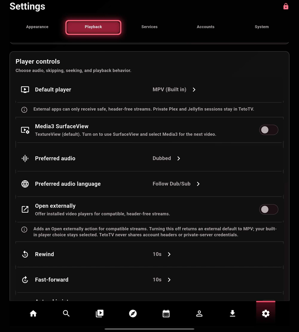 Media3, audio, external players, and seeking.