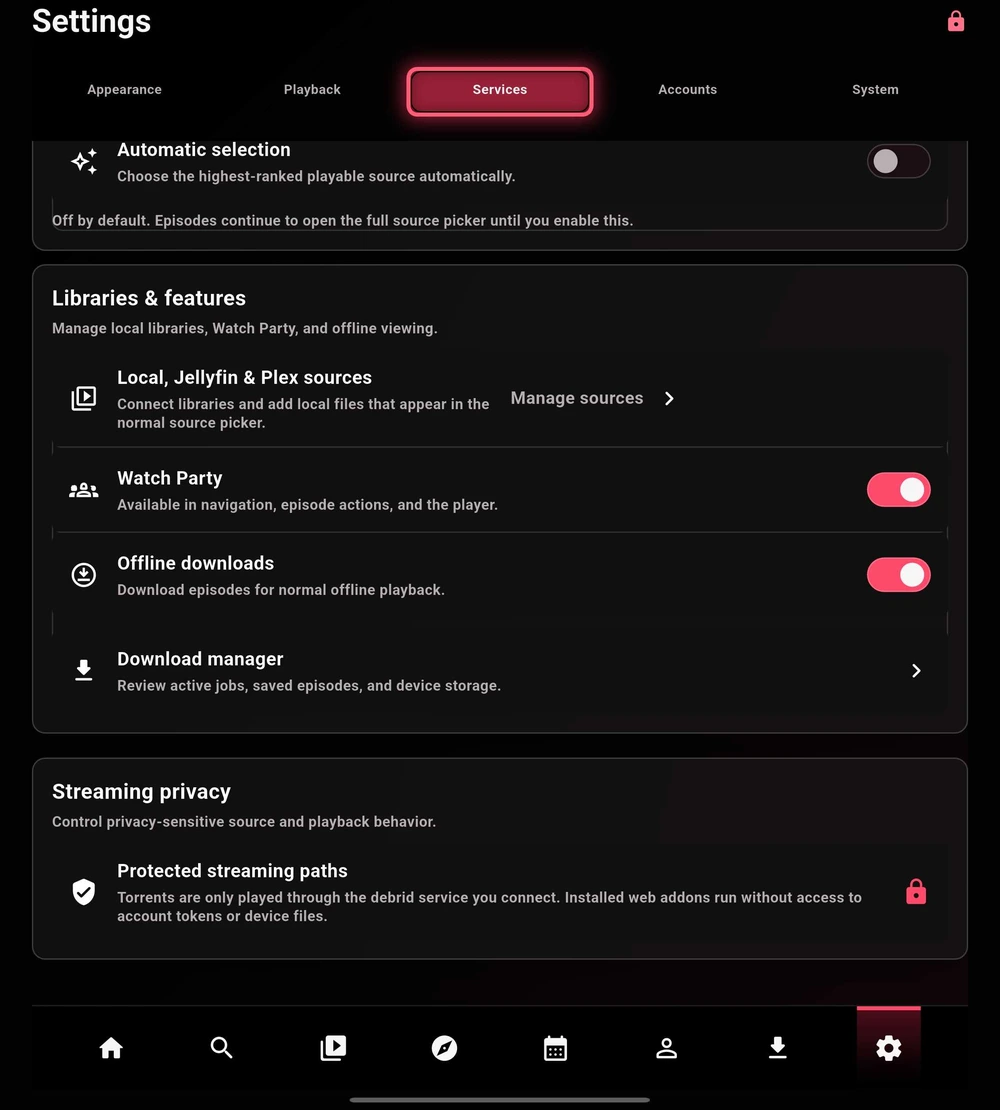 Libraries, features, and streaming privacy.